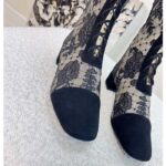 Dior Women Shoes CD Naughtily-D Boot Black Transparent Mesh Suede Embroidered Roses - Image 8