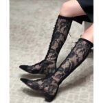 Dior Women Shoes CD Naughtily-D Boot Black Transparent Mesh Suede Embroidered Roses - Image 17