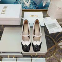 Dior Women Shoes CD Spectadior Ballet Pump Black White Perforated Calfskin (11)