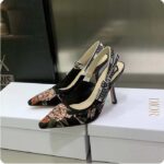 Dior Women Shoes J'Adior Slingback Pump Black Multicolor Cotton Jardin Botanique Embroidery - Image 6