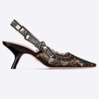 Dior Women Shoes J’Adior Slingback Pump Black Transparent Mesh Embroidered Roses (4)