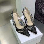 Dior Women Shoes J'Adior Slingback Pump Black Transparent Mesh Embroidered Roses Motif - Image 7