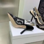 Dior Women Shoes J'Adior Slingback Pump Black Transparent Mesh Embroidered Roses Motif - Image 9