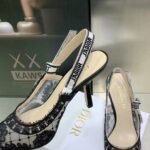 Dior Women Shoes J'Adior Slingback Pump Black Transparent Mesh Embroidered Roses Motif - Image 10