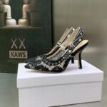 Dior Women Shoes J'Adior Slingback Pump Black Transparent Mesh Embroidered Roses Motif - Image 3