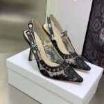 Dior Women Shoes J'Adior Slingback Pump Black Transparent Mesh Embroidered Roses Motif - Image 2