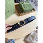 Gucci GG Unisex Belt with G Buckle Black Leather 4 Cm Width - Image 3