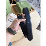 Gucci GG Unisex Belt with G Buckle Black Leather 4 Cm Width - Image 7