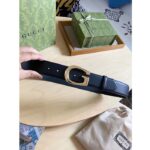 Gucci GG Unisex Belt with G Buckle Black Leather 4 Cm Width - Image 2