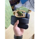 Gucci GG Unisex Belt with G Buckle Black Leather 4 Cm Width - Image 4