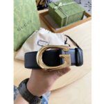 Gucci GG Unisex Belt with G Buckle Black Leather 4 Cm Width - Image 5