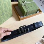 Gucci GG Unisex GG Marmont Embossed Leather Belt Double G Buckle 4 Cm Width - Bild 4