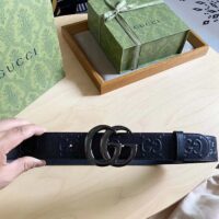 Gucci GG Unisex GG Marmont Embossed Leather Belt Double G Buckle 4 Cm Width (9)