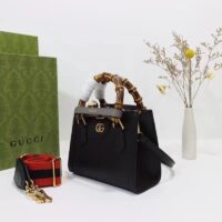 Gucci GG Women Diana Mini Tote Bag Black Leather Double G (7)