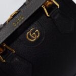 Gucci GG Women Diana Mini Tote Bag Black Leather Double G - Image 9