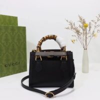 Gucci GG Women Diana Mini Tote Bag Black Leather Double G (7)