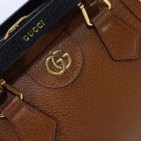 Gucci GG Women Diana Mini Tote Bag Cuir Brown Leather Double G (4)