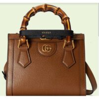 Gucci GG Women Diana Mini Tote Bag Cuir Brown Leather Double G (4)