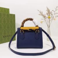 Gucci GG Women Diana Mini Tote Bag Royal Blue Leather Double G (13)