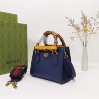 Gucci GG Women Diana Mini Tote Bag Royal Blue Leather Double G (13)