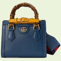 Gucci GG Women Diana Mini Tote Bag Royal Blue Leather Double G (13)