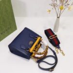 Gucci GG Women Diana Mini Tote Bag Royal Blue Leather Double G - Image 6