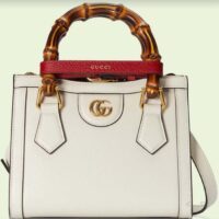 Gucci GG Women Diana Mini Tote Bag White Leather Double G (12)