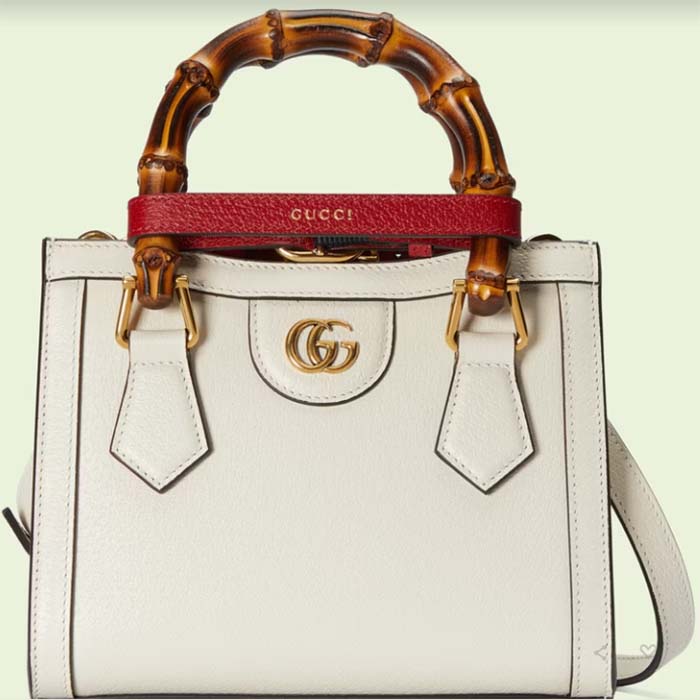 Gucci GG Women Diana Mini Tote Bag White Leather Double G