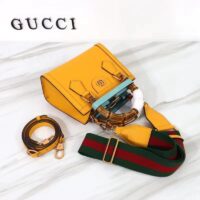 Gucci GG Women Diana Mini Tote Bag Yellow Leather Double G (6)