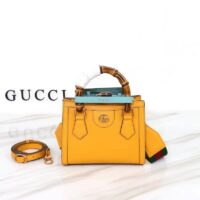 Gucci GG Women Diana Mini Tote Bag Yellow Leather Double G (6)