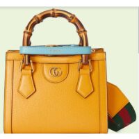 Gucci GG Women Diana Mini Tote Bag Yellow Leather Double G (6)