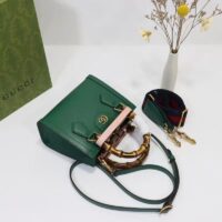 Gucci GG Women Gucci Diana Mini Tote Bag Green Leather Double G (4)