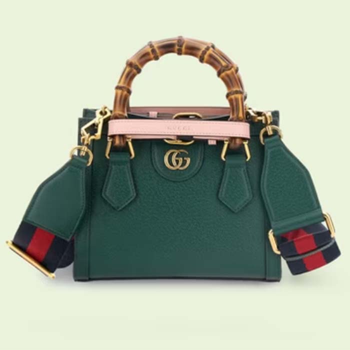 Gucci GG Women Gucci Diana Mini Tote Bag Green Leather Double G