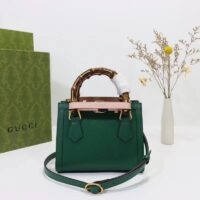 Gucci GG Women Gucci Diana Mini Tote Bag Green Leather Double G (4)