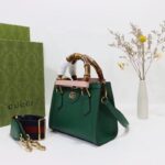 Gucci GG Women Gucci Diana Mini Tote Bag Green Leather Double G – Bild 3