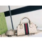 Gucci GG Women Ophidia Mini GG Top Handle Bag White Supreme Canvas - Image 3