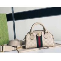 Gucci GG Women Ophidia Mini GG Top Handle Bag White Supreme Canvas (9)