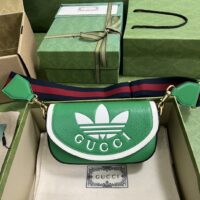 Gucci Unisex GG Adidas x Gucci Mini Bag Green Leather Off White Trefoil Print (3)