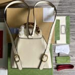 Gucci Unisex GG Bamboo Small Backpack White Leather Bamboo Handle – Image 5