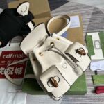 Gucci Unisex GG Bamboo Small Backpack White Leather Bamboo Handle – Image 4