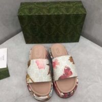 Gucci Unisex GG Flora Slide Sandal Multicolored Supreme Print Canvas Low Heel (4)