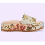 Gucci Unisex GG Flora Slide Sandalo in tela con stampa Supreme multicolore e tacco basso