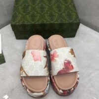 Gucci Unisex GG Flora Slide Sandal Multicolored Supreme Print Canvas Low Heel (4)