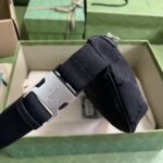 Gucci Unisex GG Jumbo GG Belt Bag Black Leather Canvas Zip Closure – Bild 5