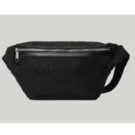 Gucci Unisex GG Jumbo GG Gürteltasche Schwarz Leder Canvas Reißverschluss