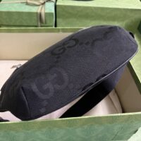 Gucci Unisex GG Jumbo GG Belt Bag Black Leather Canvas Zip Closure (3)
