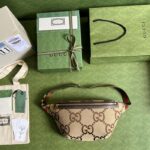 Gucci Unisex GG Jumbo GG Belt Bag Camel Ebony Canvas Zip Closure - immagine 9