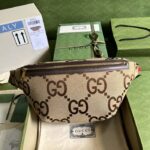 Gucci Unisex GG Jumbo GG Belt Bag Camel Ebony Canvas Zip Closure - immagine 2