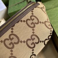 Gucci Unisex GG Jumbo GG Belt Bag Camel Ebony Canvas Zip Closure (4)