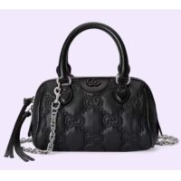 Gucci Unisex GG Matelassé Mini Bag Black GG Matelassé Nylon Leather Double G